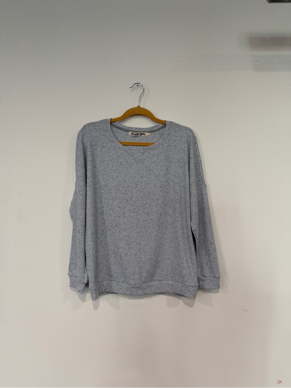 Michael Stars Ribbed Madison Brush Light Gray Speckled Sweatshirt